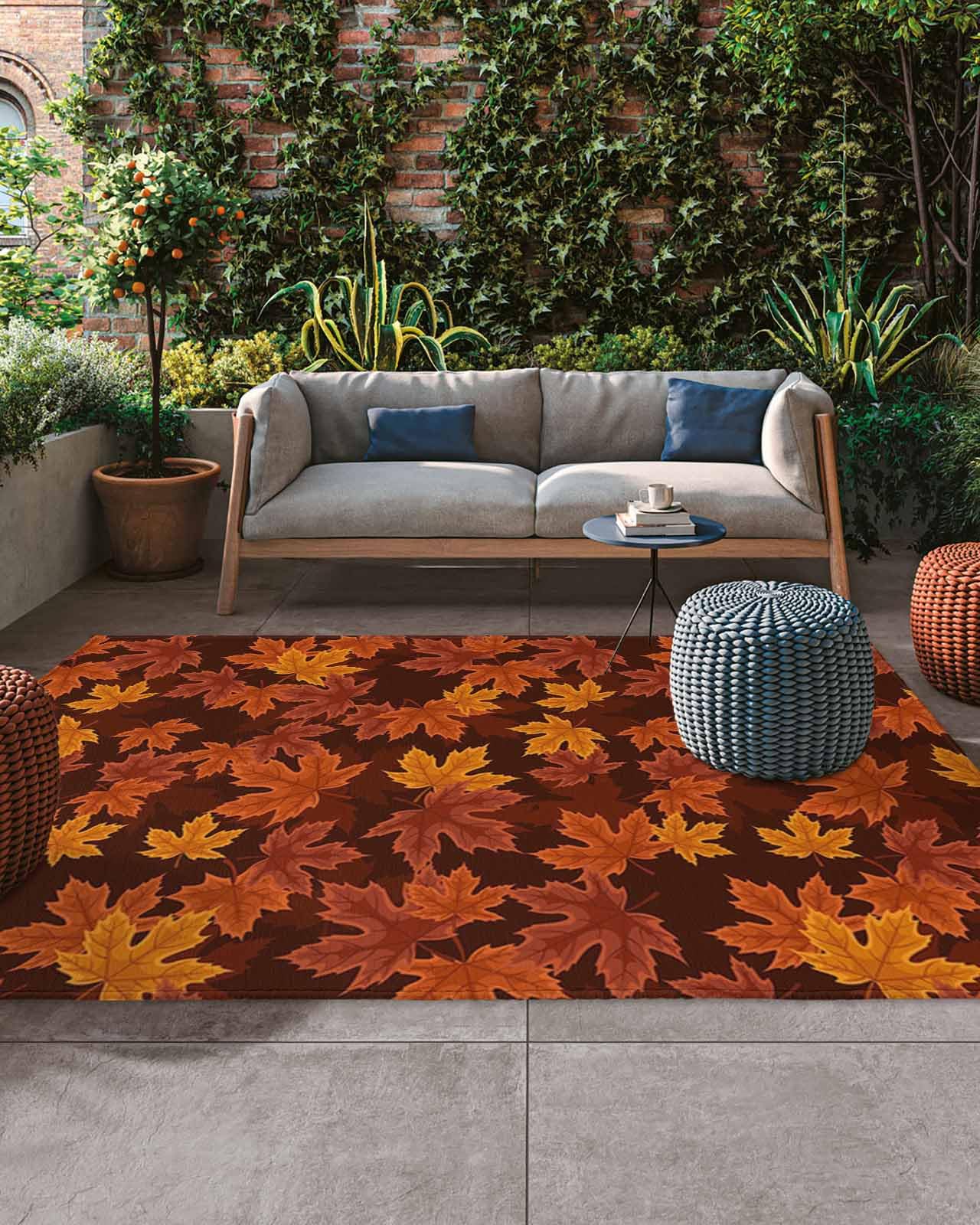 Amazon.com: Outdoor Patio Rugs Autumn Harvest Maple Leaf Outdoor Area Rug Fall Leaves Orange Red Non-Slip Backyard/Camping RV Rug/Deck/Porch Rug Front Door Floor Mat Carpet,4x6ft, : Patio, Lawn & Garden