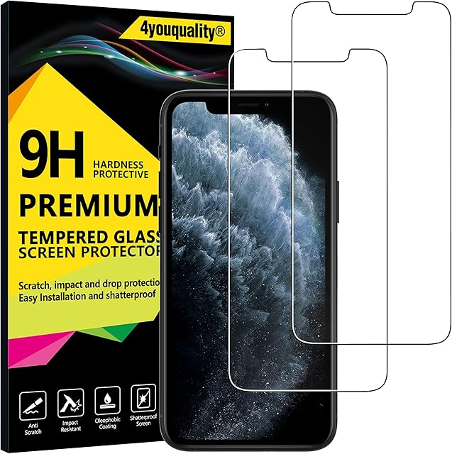 4youquality [2-Pack] iPhone XS, iPhone X & iPhone 11 Pro 5.8-inch Screen Protector, Tempered Glass Film [LifetimeWarranty][Scratch-Resistant] Screen Protector for iPhone X/XS & iPhone 11 Pro