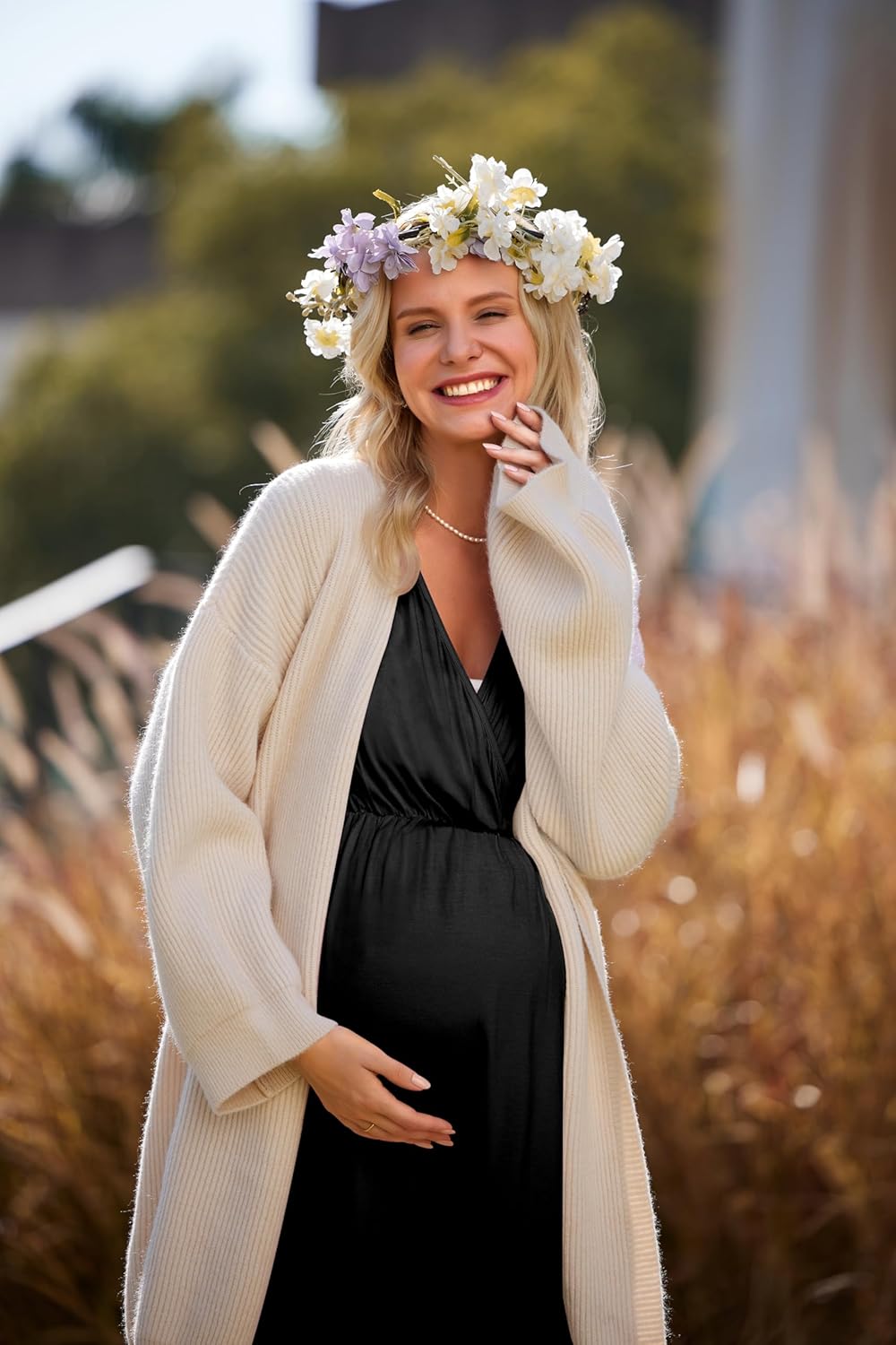 Ekouaer 3 in 1 Labor/Delivery/Hospital Gown Maternity Dress Nursing Nightgown Sleepwear for Breastfeeding - Image 3