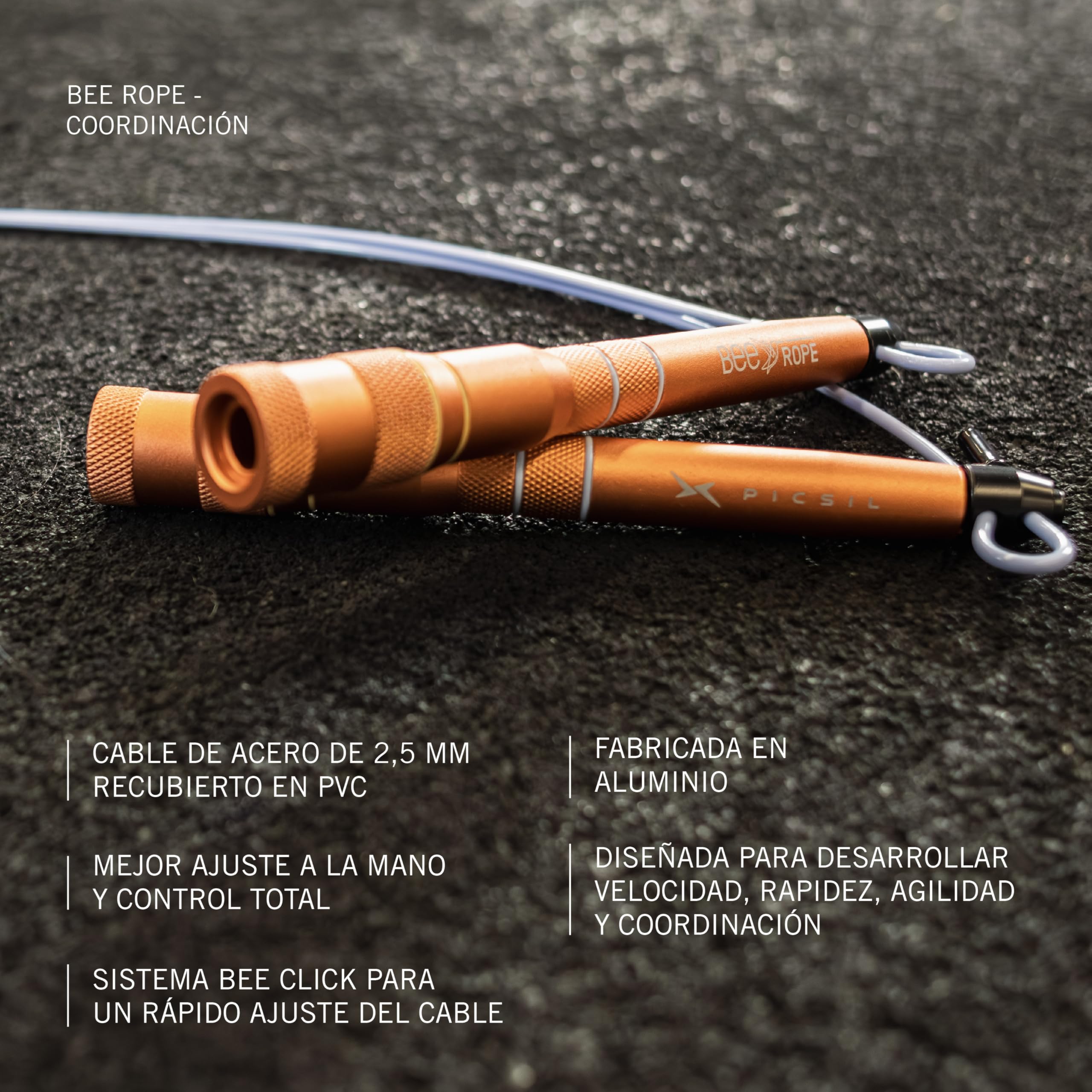Picsil BEE - Cuerda de saltar de alta velocidad, cuerda ligera hecha de aluminio, solo 200 g, sistema de cuerda autojustable, entrenamiento, boxeo, fitness, puro hombre y mujer