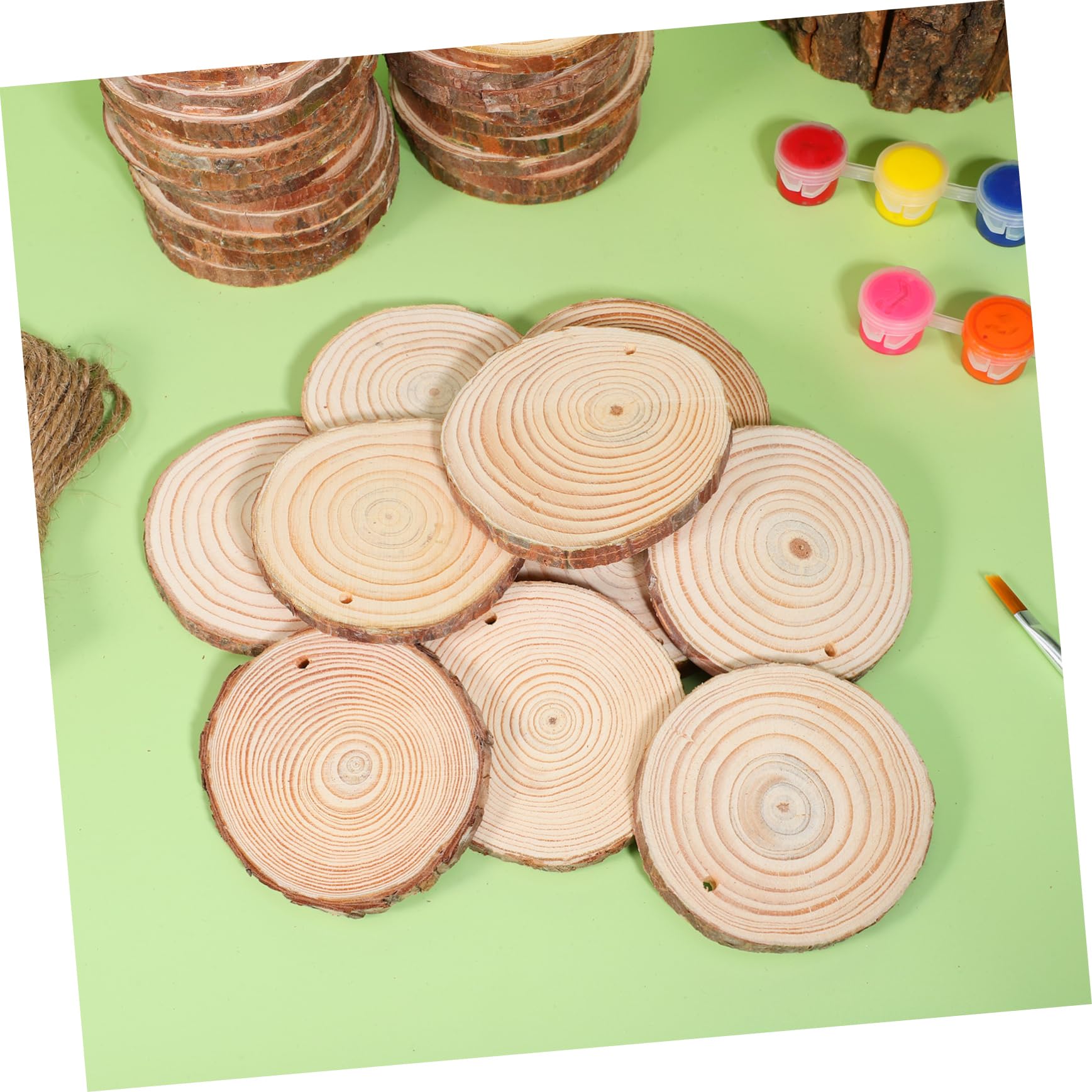 50stücke Ungebohrte Holzkreise Zum Basteln Naturholzscheiben Unbearbeitet Runde Holzscheiben Für Diy-projekte Holzornamente Zum Bemalen Und Aufhängen