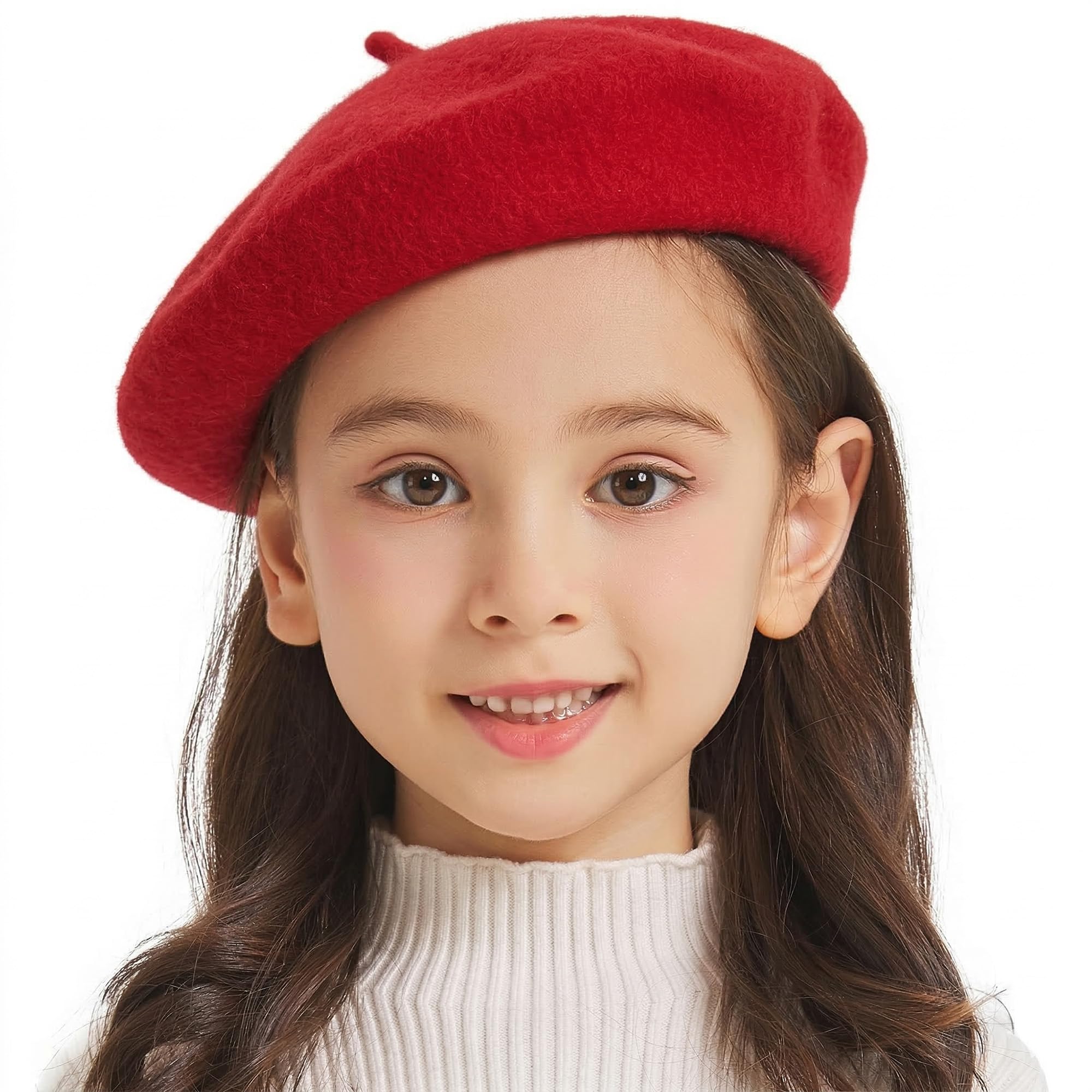 ZLYC Wool Kids Beret Hat Girls Solid Color Artist French Beret Cap