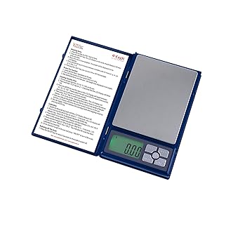 Eagle PKT-NB2 Notebook Digital Pocket Weighing Scale/ Electronic Kitchen Weighing Machine/ Jewellery Portable Weight Machine/ Gold & Silver Ornaments weight measuring scale for Home, Offices, Jewellers Shops with Green Backlight, Blue Body (Max Capacity: 2000 g, Accuracy: 0.1g)