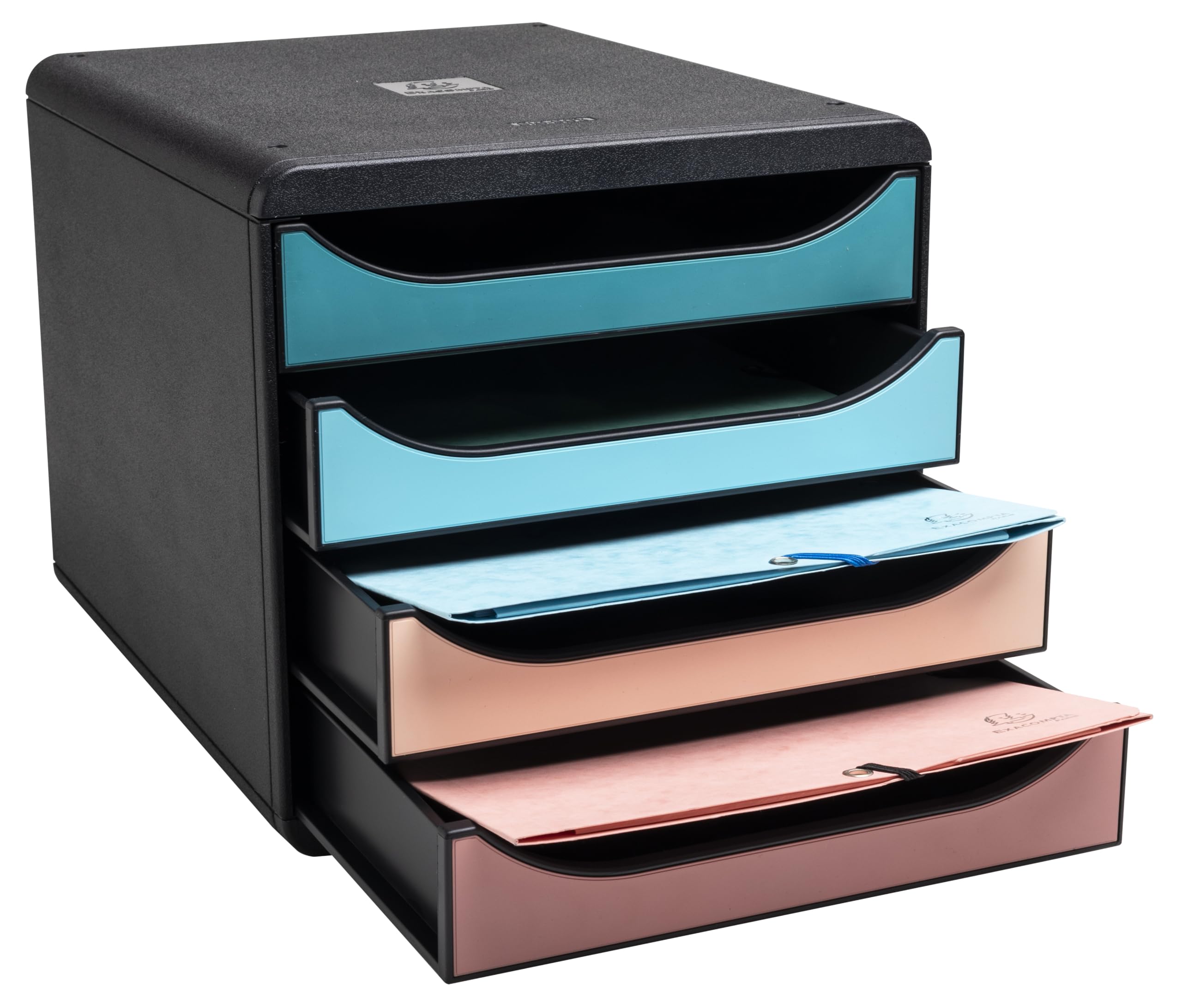 Exacompta - Rif. 310606D - Modulo di archiviazione, BIG-BOX Skandi, 4 cassetti per documenti A4+, dimensioni esterne: profondità 34,7 x larghezza 27,8 x altezza 26,7 cm