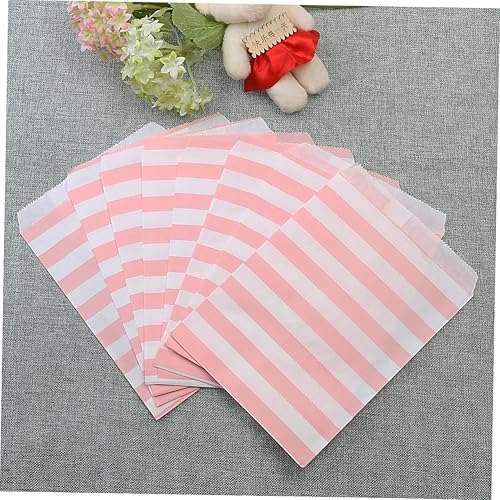 Miniatura 2 de 50 bolsas de papel bolsas de regalo, bolsas de papel para alimentos, bolsas de comida a rayas, bolsa de fiesta despojada, bolsas de papel kraft para