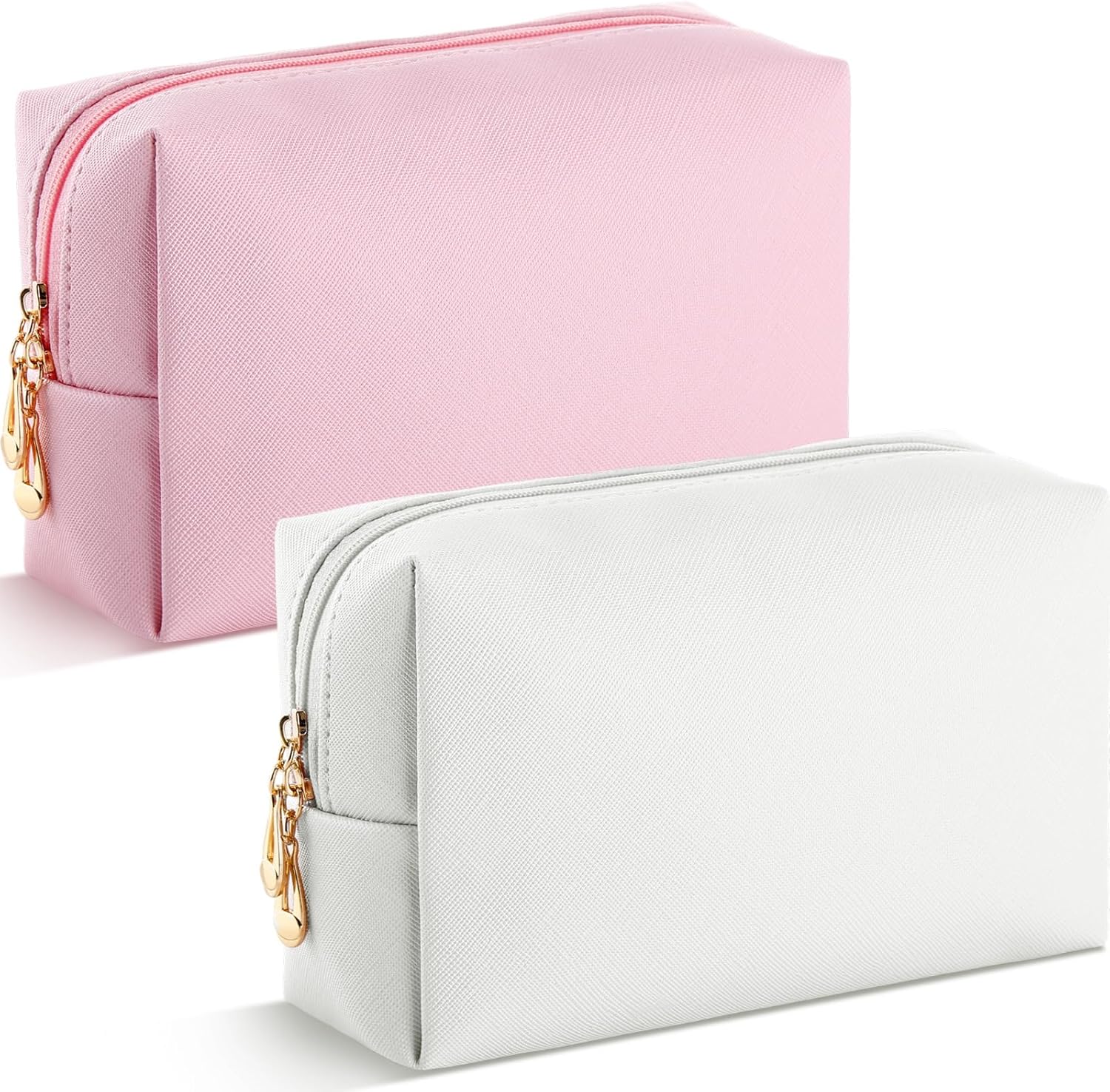 Cunno 100 Pcs Cosmetic Bags Bulk PU Leather Makeup Pouch Small Pouch Bag DIY Toiletry Bags Preppy Aesthetic Travel Storage Organizer for Women Travel Valentine's Day Party Gift(Ivory White)