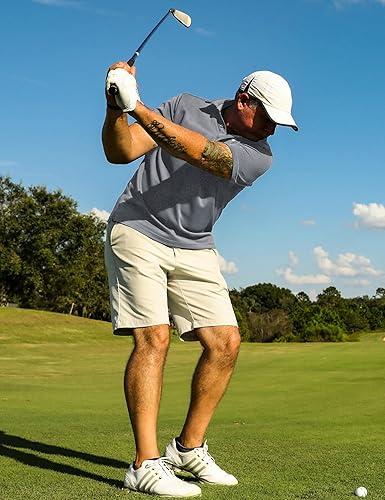 Miniatura 6 de TACVASEN Camisas de golf para hombre, manga corta, secado rápido, absorbe la humedad, informal, negocios, deportes, transpirable, polo