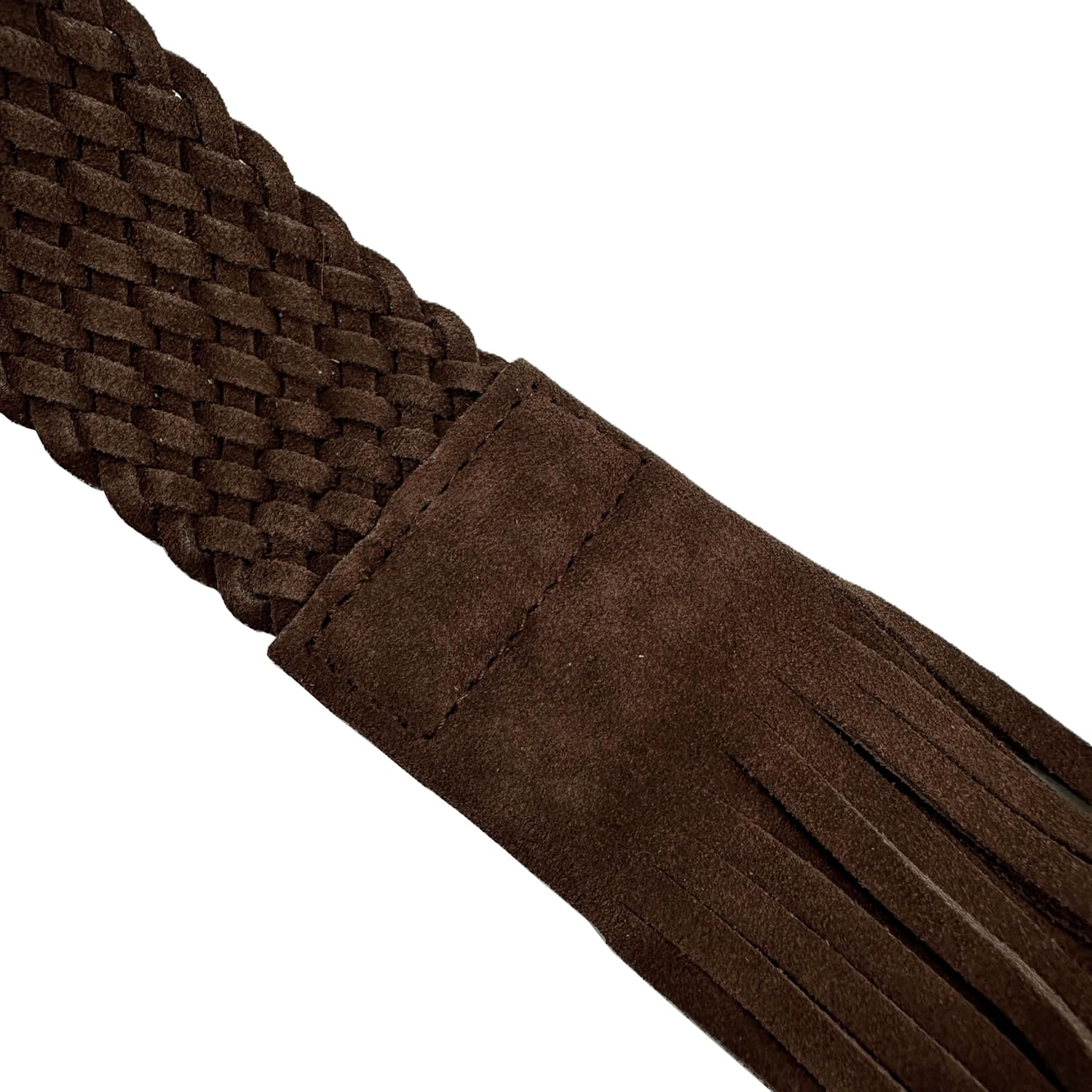 Wide Waist Suede Leather Woven Dress Belt for Women, Braided with Tassel for Tunics