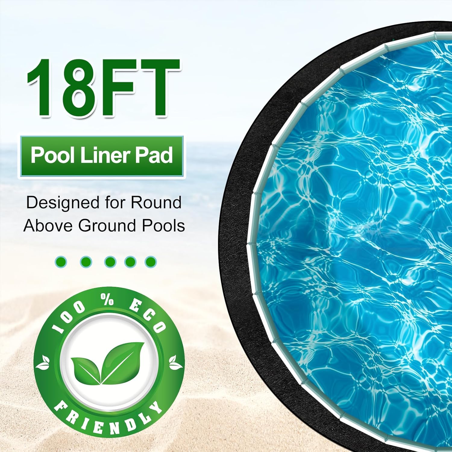 SUPERFASTRACING 18 Foot Round Swimming Pool Liner Pad Pre-Cut Pool Pads for Above Ground Pool,Prolong Life of The Liner, Eco-Friendly Felt is Effective in preventing Piercing,Black