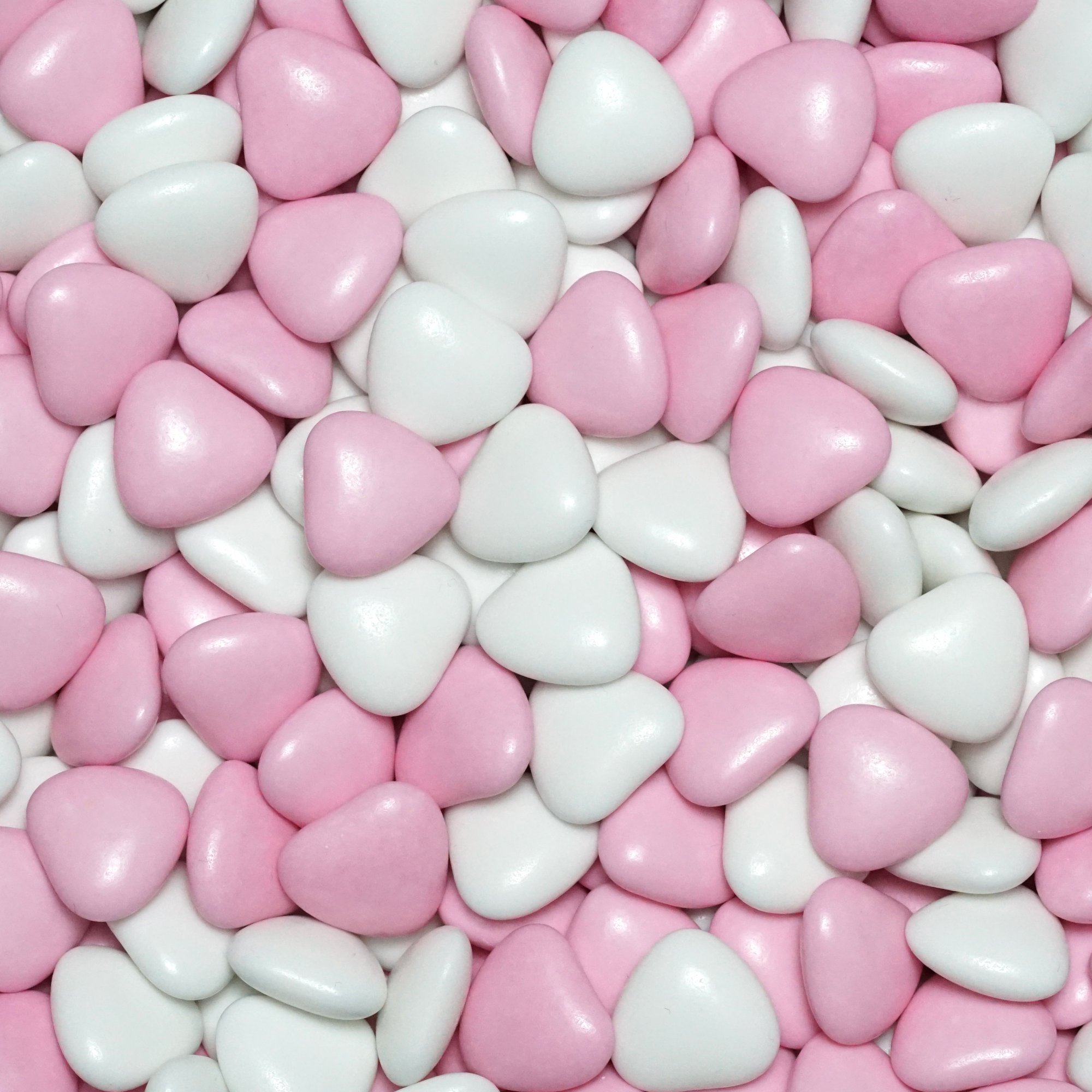 EinsSein 1kg Dragees mariage au chocolat cœur Mix médium blanc-rose brillant - 1,8 cm dragées baptême communion amandes feter et recevoir fêter