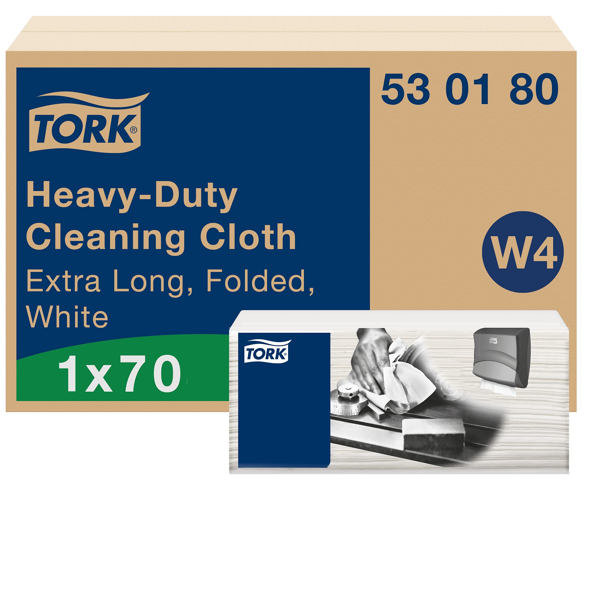 Tork Heavy-Duty Cleaning Cloth White W4, 1 ply, 1 Pack x 70 Cloths, 530180