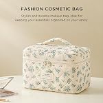 HBselect Quilted Makeup Bag for Women, Floral Cotton Cosmetic Bag Large Travel Makeup Bag Coquette Aesthetic Toiletry Bag