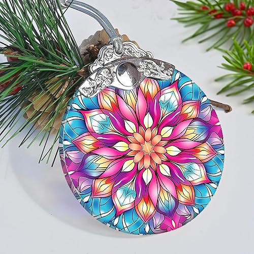 Miniatura 6 de Jocidea Adorno de Navidad de loto, decoración de Navidad, adornos de flores para árbol de Navidad, adorno de vitral, regalo de loto, decoraciones