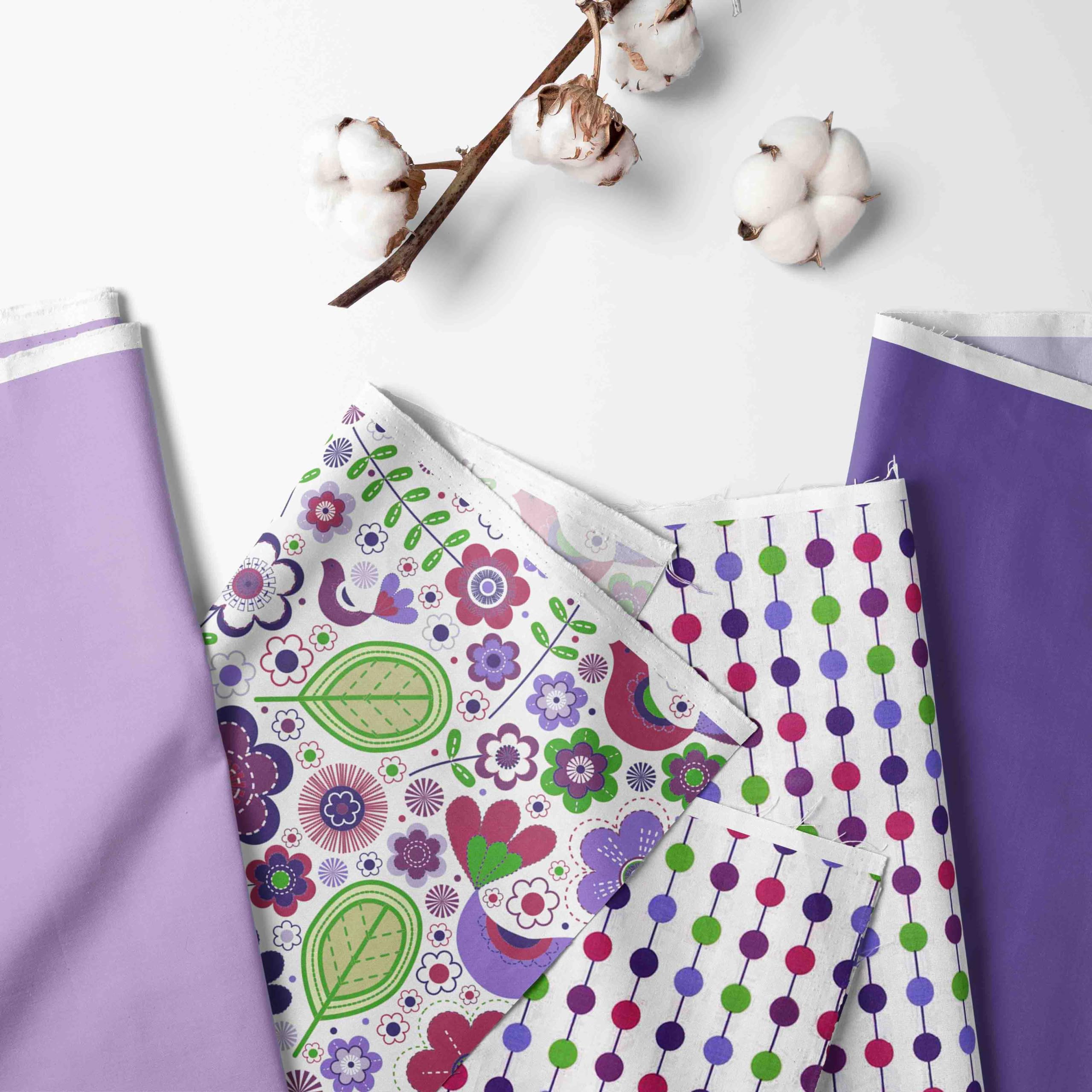 Bacati - Botanical Floral Birds Purple Multicolor 4 pc Crib Bedding Set with Diaper Caddy