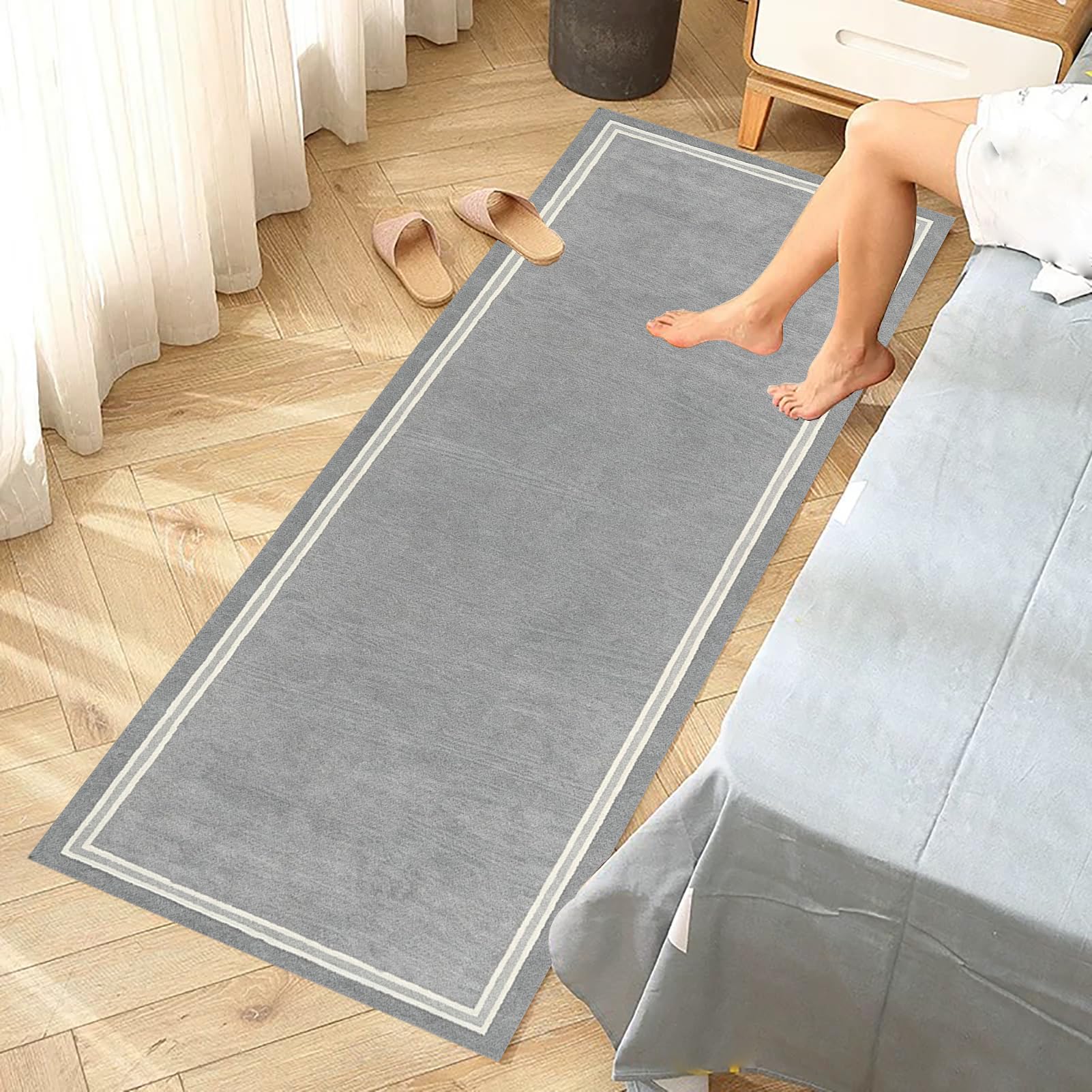 Nowoczesny dywan do przedpokoju 120 x 500 cm szary dywan chodnik wejściowy dywaniki do sypialni dywaniki kuchenne zmywalne antypoślizgowe długie bieżniki do salonu pralni wejście