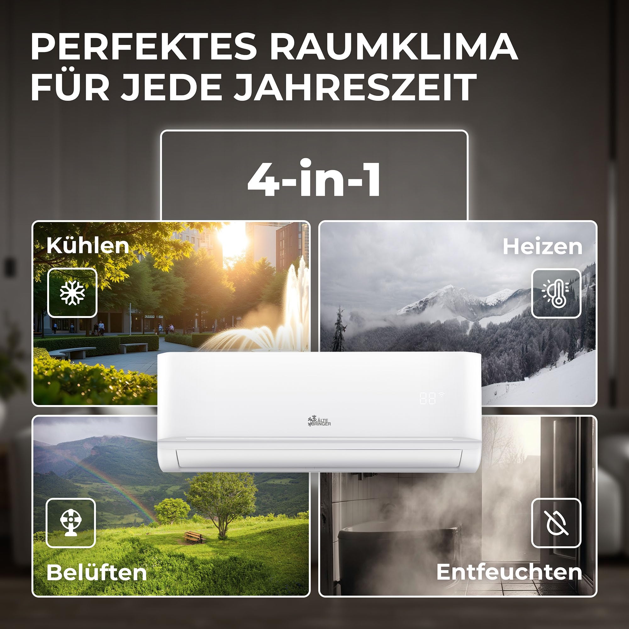 Kältebringer Split Klimaanlage Quick Connect - 12000 BTU (3,5 kW) - Klimagerät mit Heizfunktion, WiFi & App, bis 55qm, sehr leise - 5m Kupferleitung, Kältemittel R32, Montagematerial, Wandhalterung