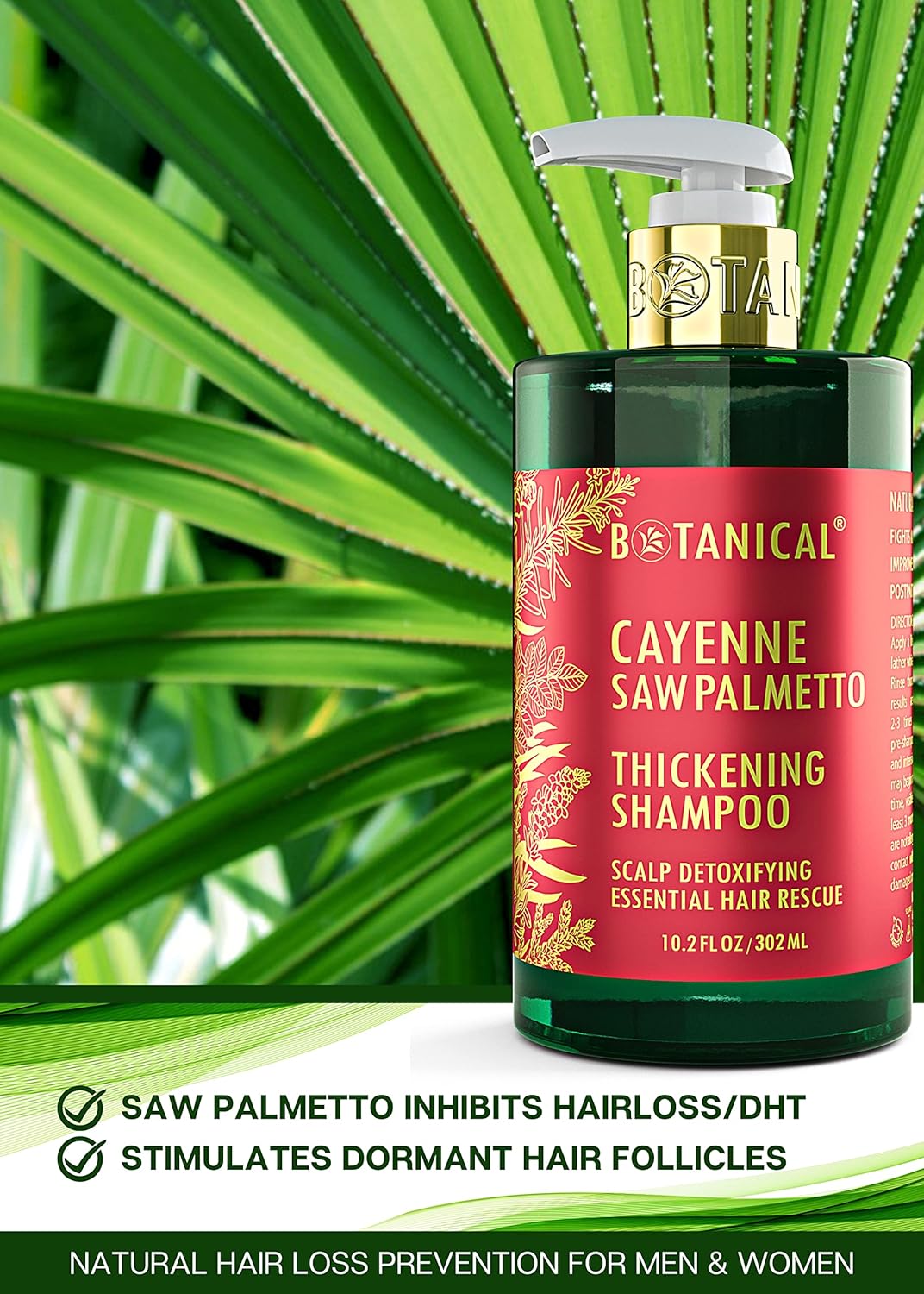 Botanical Hair Growth Lab - Scalp Treatment and Shampoo Gift Set - Cayenne Saw Palmetto - Essential Hair Recovery - Extra Strength - For Hair Loss and Hair Thinning Prevention