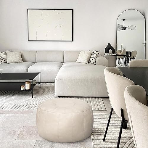 Miniatura 11 de Thgonwid Puf de almacenamiento marroquí sin rellenar, asiento otomano hecho a mano, de piel sintética, reposapiés, para sala de estar, dormitorio o