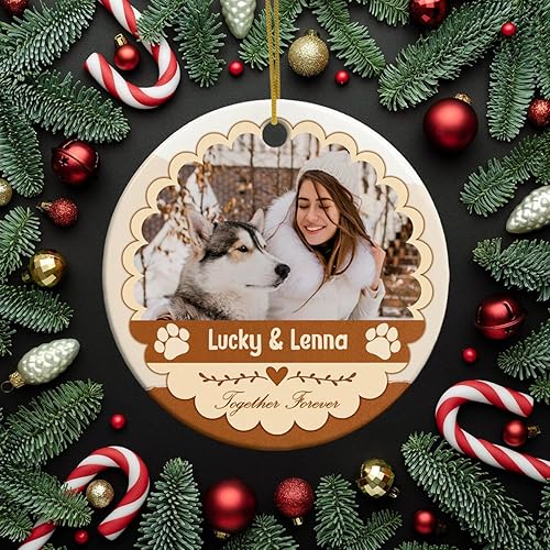 Vista 58 de Adorno de Navidad con foto personalizada de mi segunda Navidad 2025, adorno personalizado de cerámica para bebé, adorno colgante para árbol