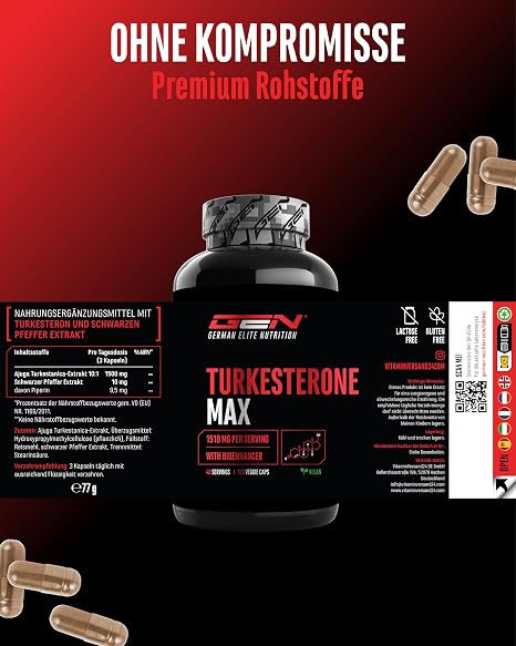 GEN GERMAN ELITE NUTRITION Turkesteron Max - 120 Kapseln - 10:1 Extrakt
