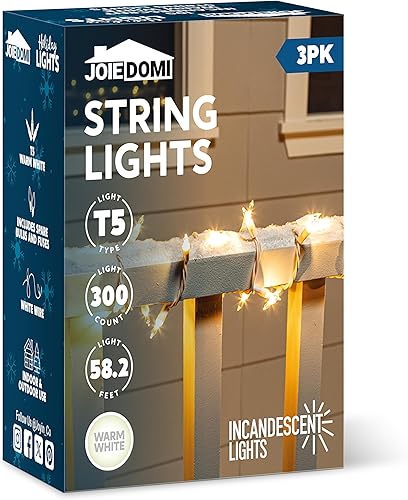 Miniatura 9 de Joiedomi Guirnalda de luces de Navidad para interiores, 300 (3 x 100) mini luces de hadas cálidas, decoración de iluminación de 64.5 pies para Blanco