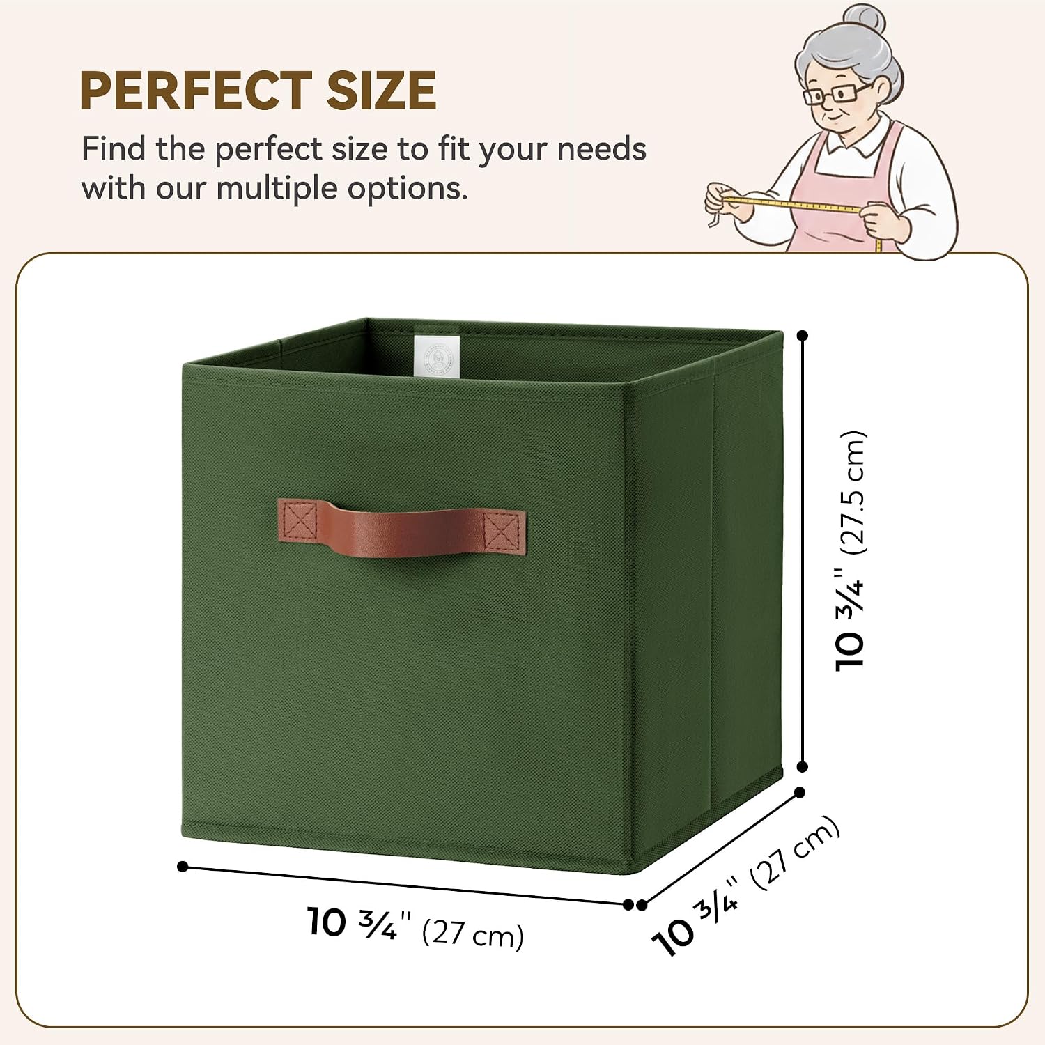 GRANNY SAYS 11 Inch Cube Storage Bins, Cube Organizer, Olive Green, 6-Pack image 2