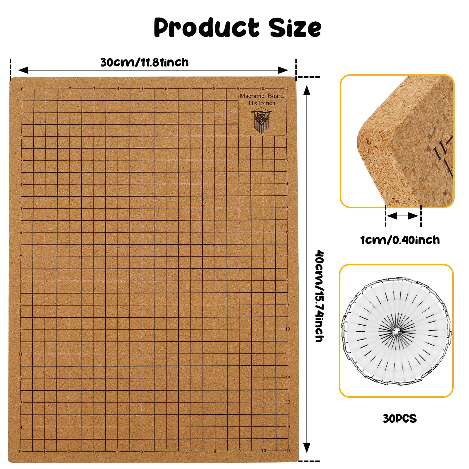 Macrame Board and Pins Set, 15.7 x 19.7 inches, 0.4-inch-Thick Foam with 5 Rulers Storage Trays, Bracelet Project with Instructions Included for Braiding Bracelet Creating Macrame Knotting Creations