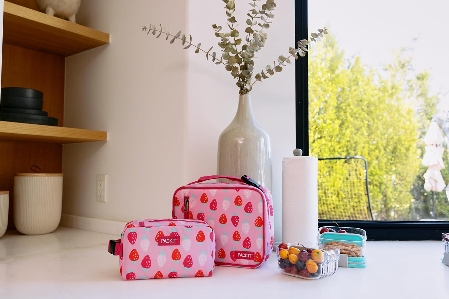 PackIt Freezable Snack Box, Sweet Strawberry
