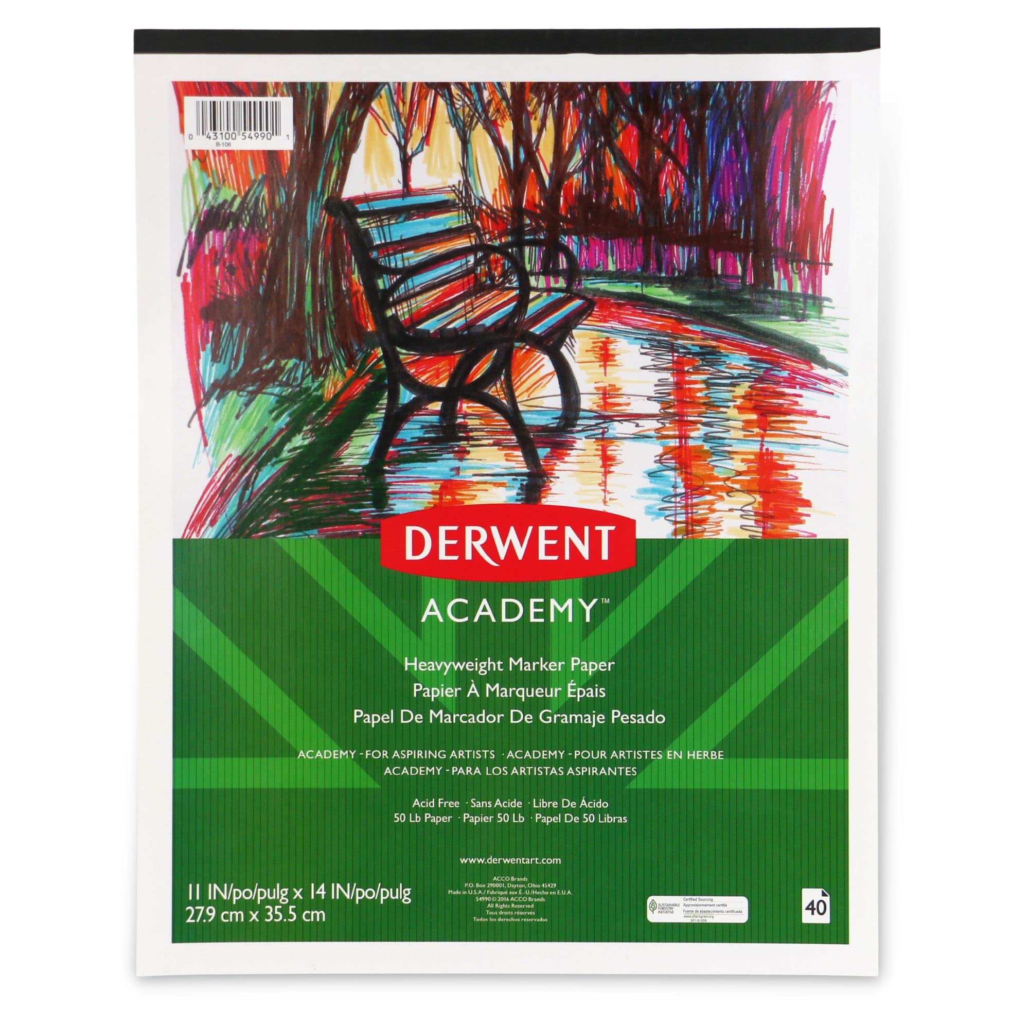 Derwent Academy Marker Pad (54988/54990): 11 in. x 14 in. (White) / 40 Sheets