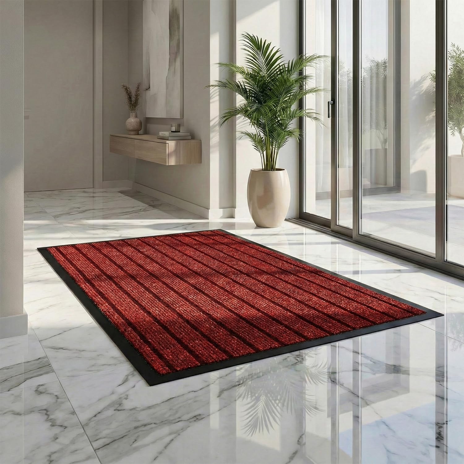 Cozy Haven Rubber Rug – Outdoor & Indoor Heavy Duty Washable Non-Slip Rug for Kitchen Garden, Inside & Outside Floor Mats, Waterproof and Dirt Trapper Entrance Rug (120x150 cm, Red 2)