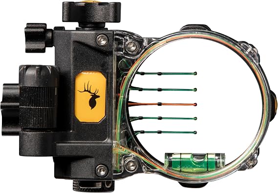 Trophy Ridge React Pro 5 Pin Bow Sight - أخف وأقوى وأكثر موثوقية - أداة أقل من الرياح والارتفاع ، تسوية المحور الثاني / الثالث ، ضوء انقر قابل للتعديل ، حلقة متوهجة