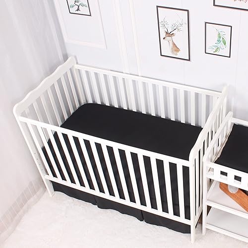 Miniatura 2 de CaSaJa Juego de 3 sábanas bajeras para cuna, extrasuaves, transpirables, de 9 pulgadas de profundidad, para cama estándar de niño de 28 x 52