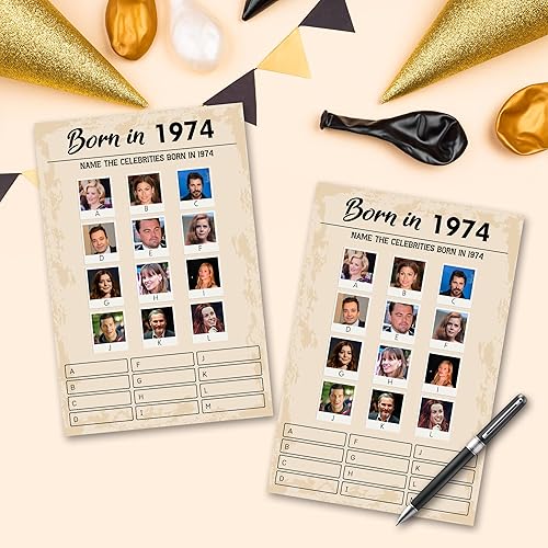 Miniatura 5 de QUPT Juegos de fiesta de cumpleaños número 50, juegos nacidos en 1973, suministros de fiesta de cumpleaños para adultos, divertido juego de fiesta