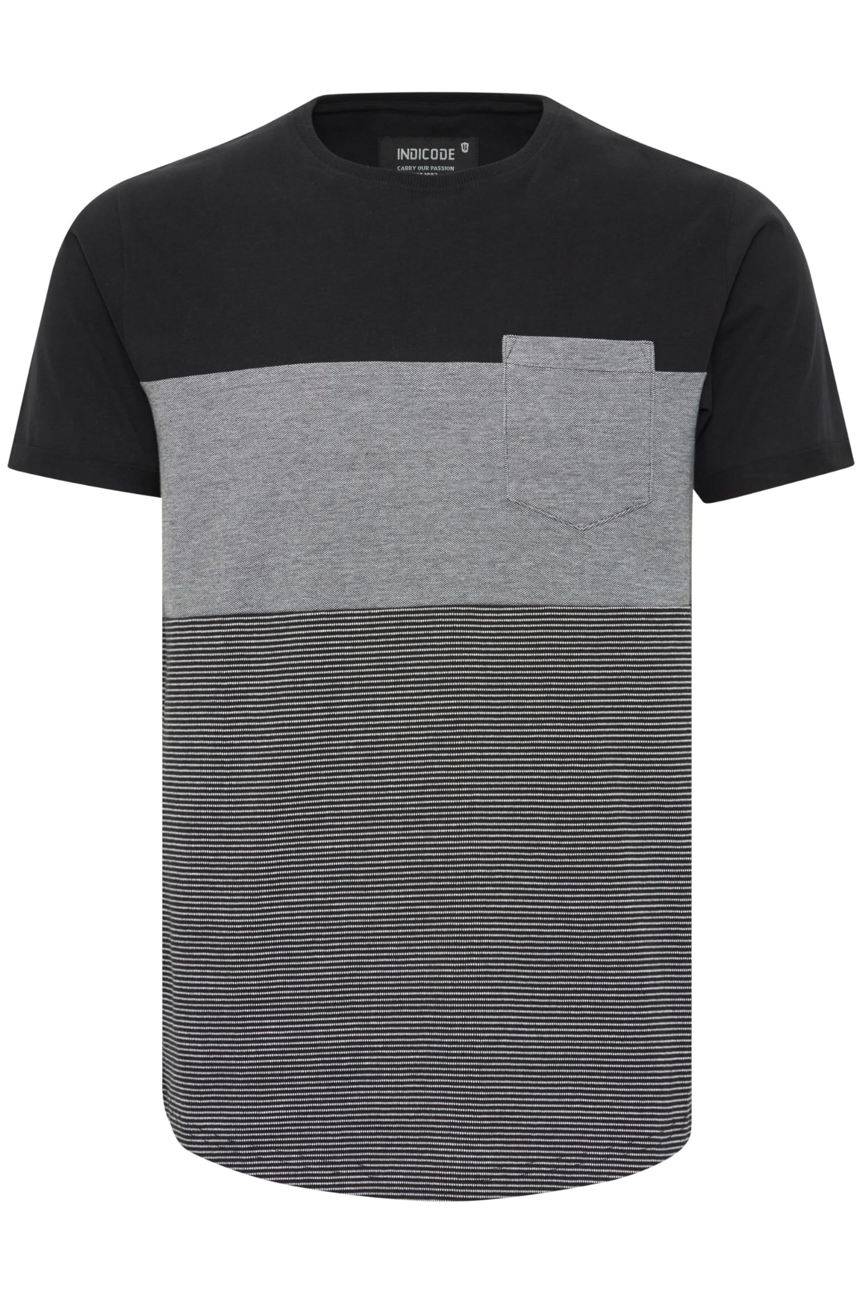 Indicode IDMorler Herren T-Shirt Kurzarm Shirt mit Streifen aus 100% Baumwolle mit Rundhalsausschnitt