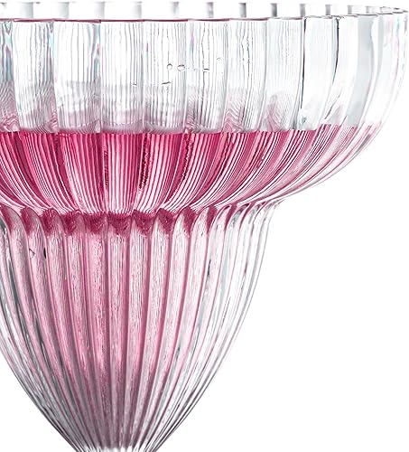 Miniatura 9 de Juego de 6 vasos de Margarita con tallo, 14 onzas, copas de acrílico transparente para fiestas, cristalería de tequila acanalada reutilizable,