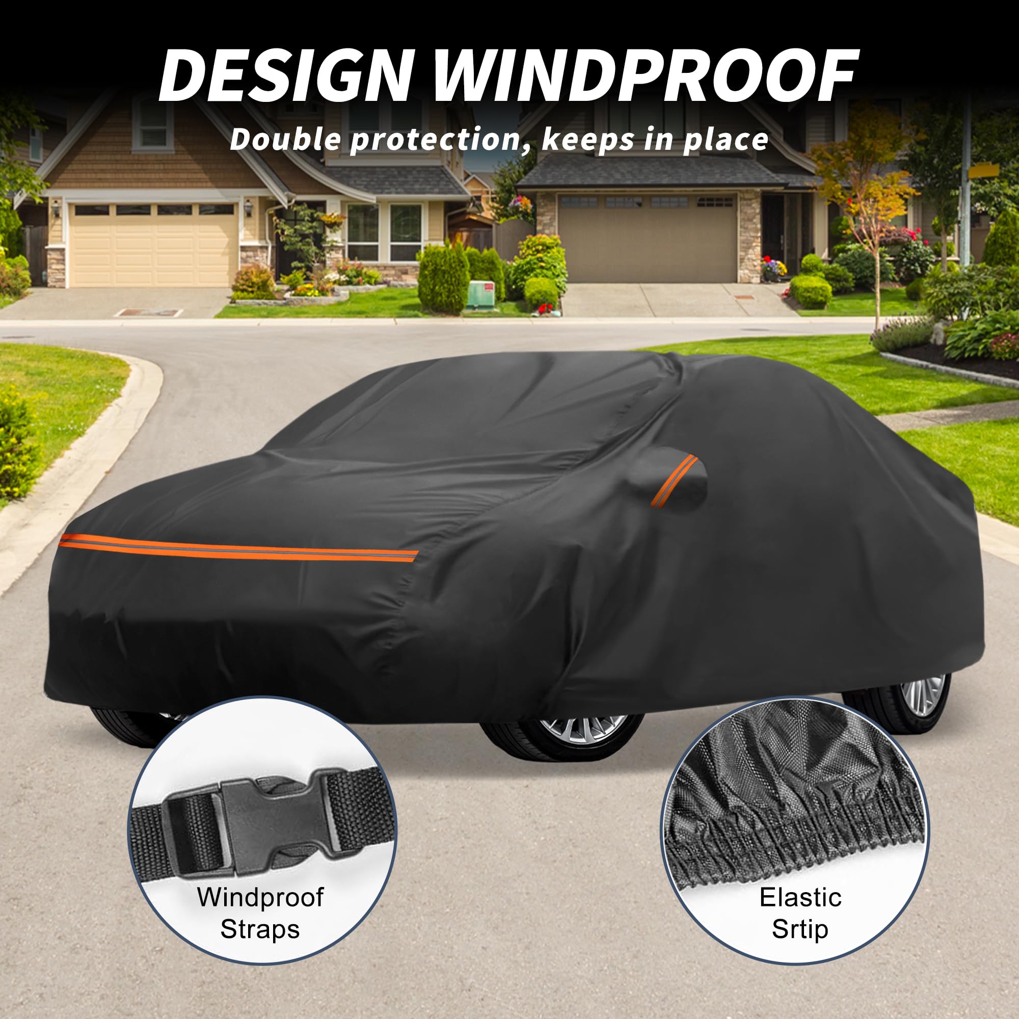 A ABSOPRO Funda para Audi A5 2009-2024 Peva Spunlace Cotton Exterior Funda De Coche Completa para Todo Clima Impermeable A Prueba De Viento con Cremallera En La Puerta del Pasajero Negro