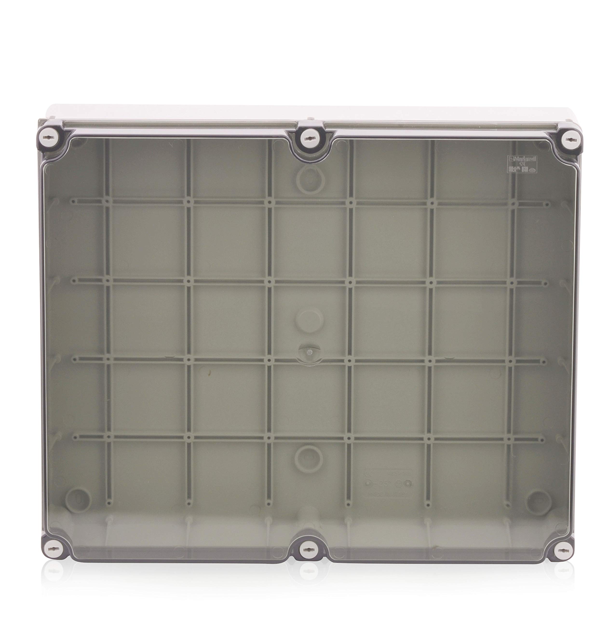 Intratec custodia industriale 460x380x120mm, scatola di derivazione in plastica IP65 con viti a cerniera, piastra di montaggio e pressacavi