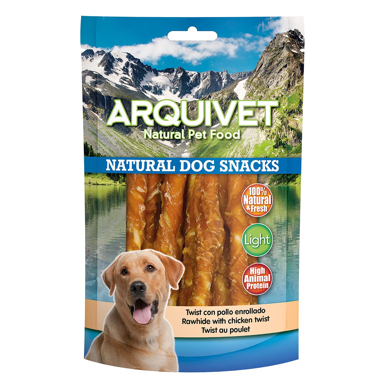 Arquivet Pack 12 Unidades Snacks Twist con Pollo Enrollado 13 cm 100 gr - Natural Dog Snacks - 100% Natural - Chuches, premios, golosinas para Perros - Producto Light - Muy Rico en nutrientes