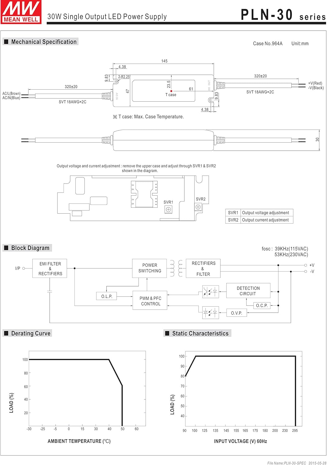 [PowerNex] Mean Well PLN-30-20 20V 1.5A 30W Single Output LED Switching Power Supply with PFC
