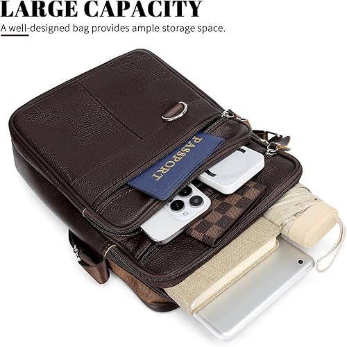 Miniatura 2 de Bolso de mensajero de cuero para hombre, maletín grande de viaje de negocios, bolso cruzado para hombre, bolso de hombro
