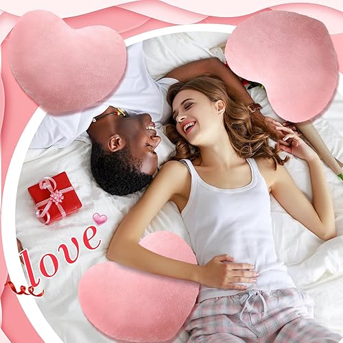 Miniatura 3 de 4 almohadas de corazón para el día de San Valentín, lindo cojín de felpa en forma de corazón, almohada decorativa de corazón de peluche para niños,