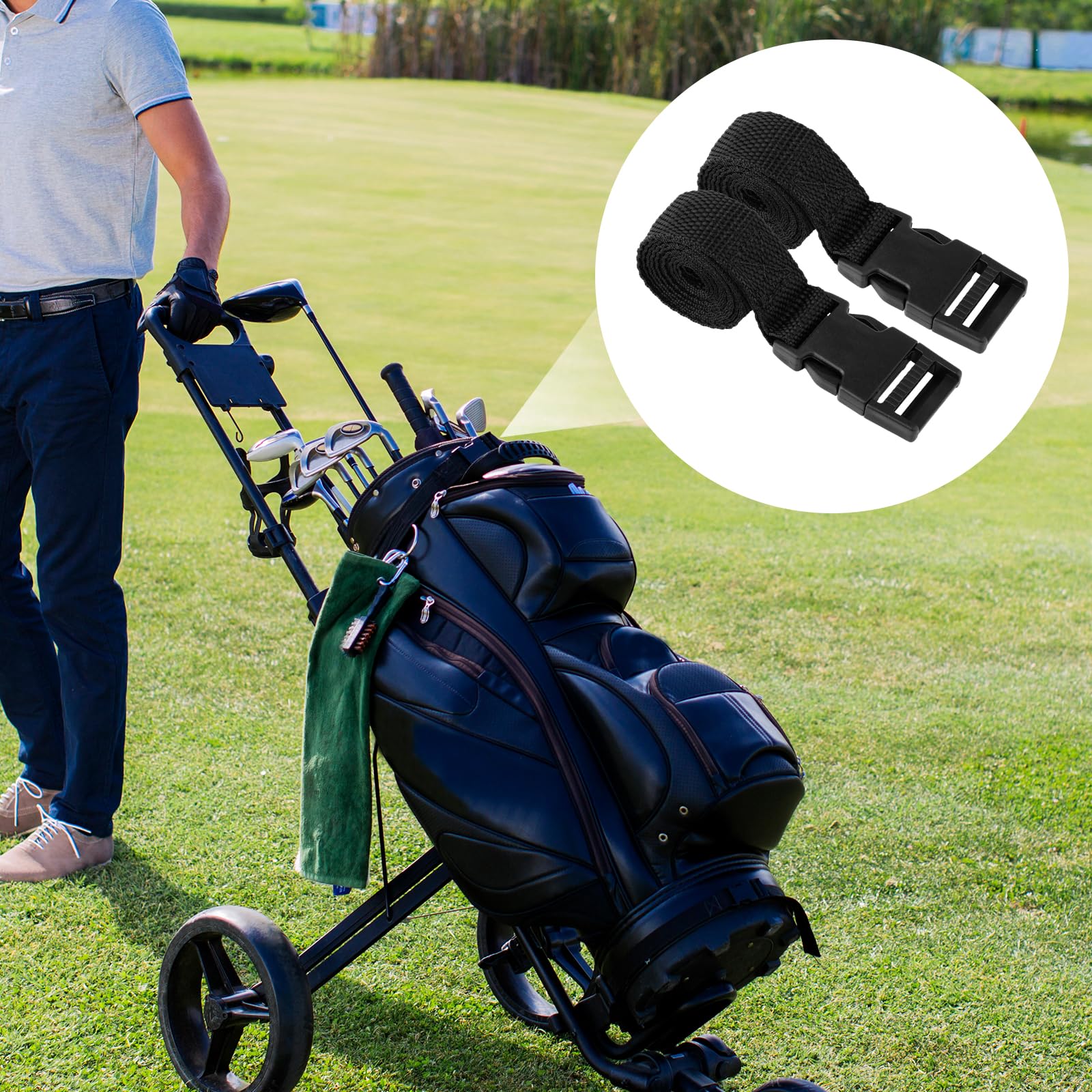 Golf Club Straps For Golf Trolley GYMAX Golf Stand Bag, Golf Cart