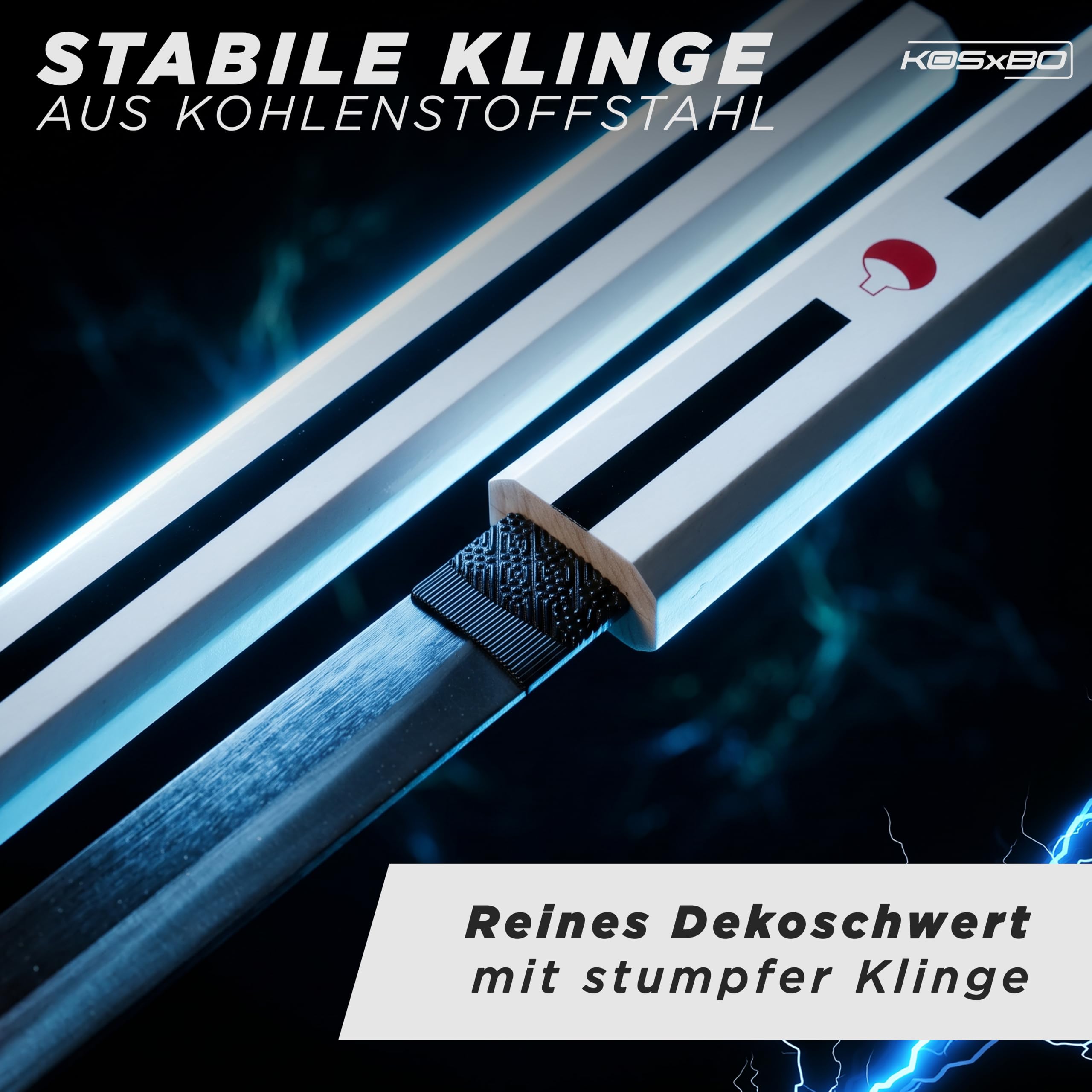 Anime Schwert - Sasuke Uchiha Naruto Anime Katana aus Metall und Holz - Cosplay schwarz weiß rot