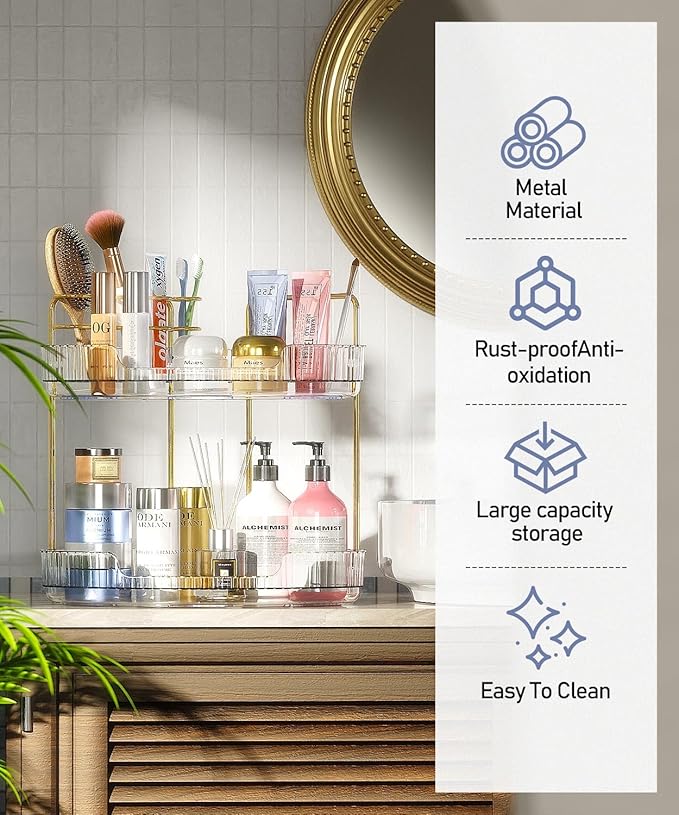 Organizador de Baño Esquinero EUHOME de 2 Niveles con Portacepillos miniatura 6