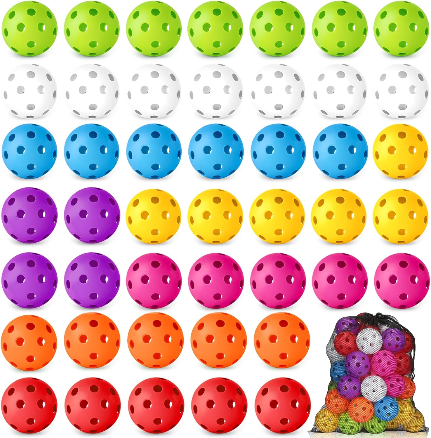 Coopay 12/50/100 Pack Baseball Practice Balls Plastic Training Balls Lightweight Hollow Softballs with a Drawstring Bag for Hitting, Baseball Training Indoor Outdoor Use