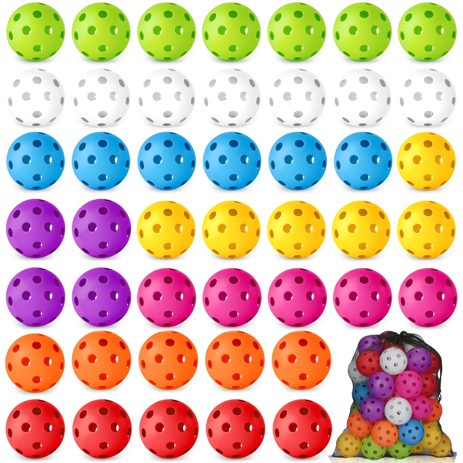 Coopay 12/50/100 Pack Plastic Baseballs Practice Training Balls Lightweight Hollow Softballs with a Drawstring Bag for Hitting Pitching Batting Training Indoor Outdoor Sport