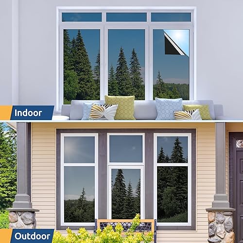 Miniatura 14 de rabbitgoo Película de privacidad para ventana, 3D decorativa vitral, adherencia estática, bloqueo solar, adhesivo de vinilo extraíble, carámbanos