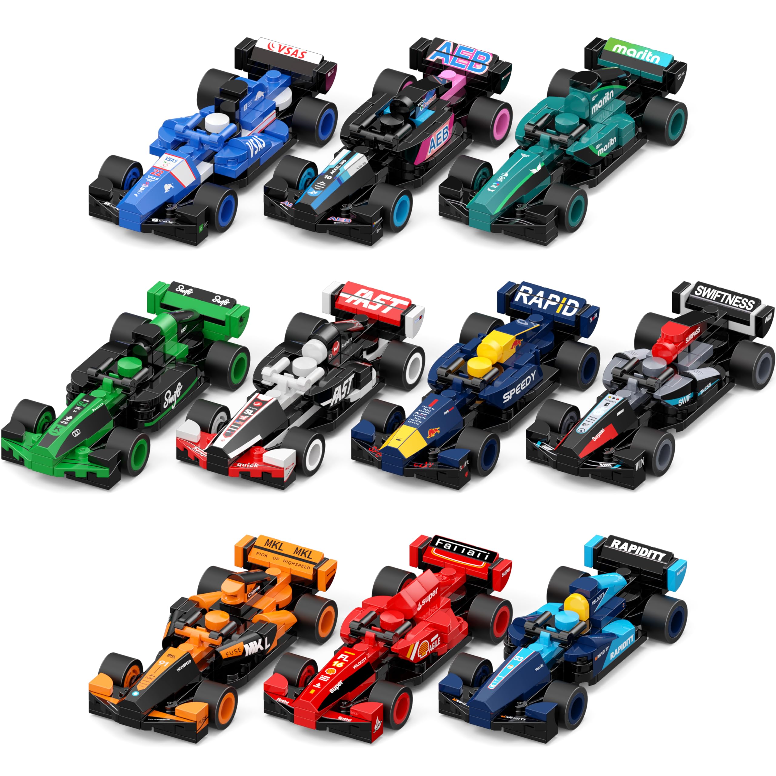 Amazon.com: zinat F1 Race Cars Building Toys Set, 10 Pack F1