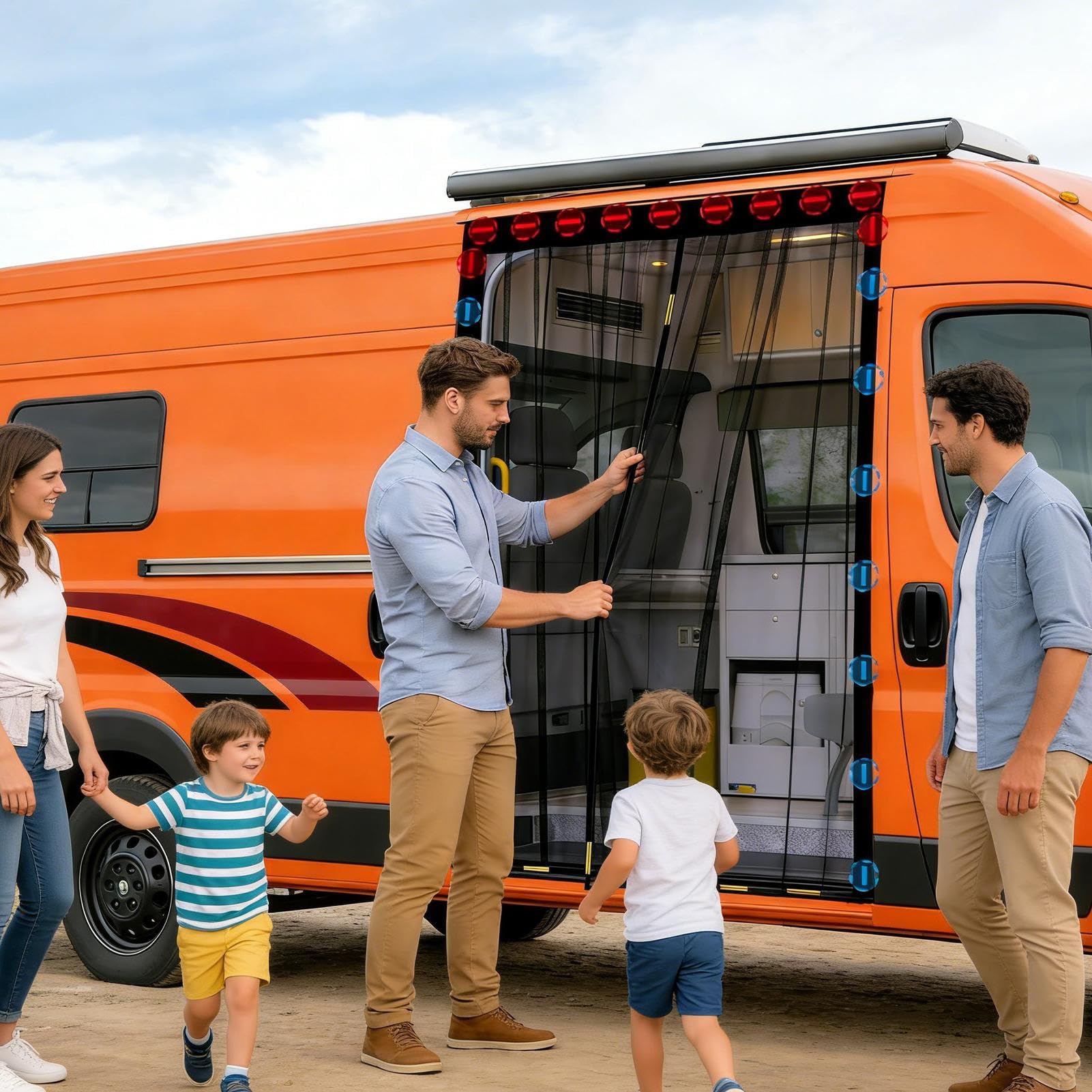 Moustiquaire Magnétique Pour Porte De Camping-Car Filet Magnétique 150x110