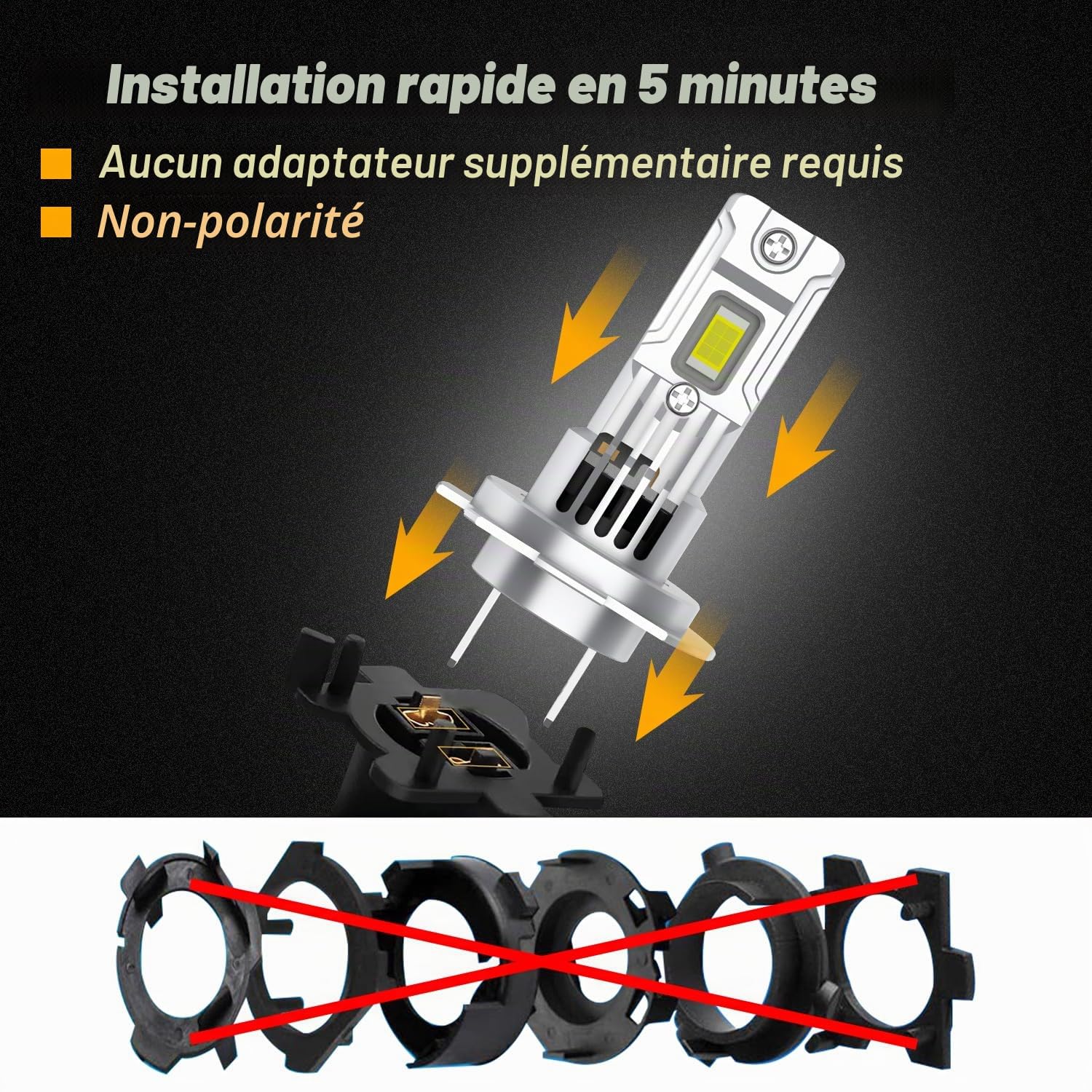 Ampoules H7 LED, DC12V 70W +300% de Luminosité, 6500K Blanc Frais Phares LED H7 Voiture Bouche d'origine 1: 1 Mini Design pour Halogène à Moto Auto Kit de Conversion, 2 Ampoules